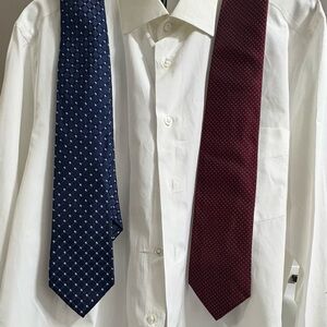 2 Tie starter kit - Jos. A. Bank Burgundy & Club Room Blue Dotted Tie set